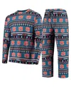 Concepts Sport Navy Auburn Tigers Ugly Sweater Knit Long Sleeve Top And Pant Set In Navy