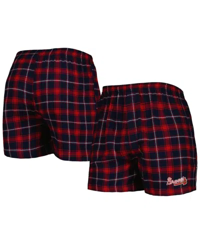 Concepts Sport Men's  Navy, Red Atlanta Braves Ledger Flannel Boxers In Navy,red