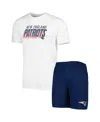 Concepts Sport Men's  Navy, White New England Patriots Downfield T-shirt And Shorts Sleep Set In Navy,white