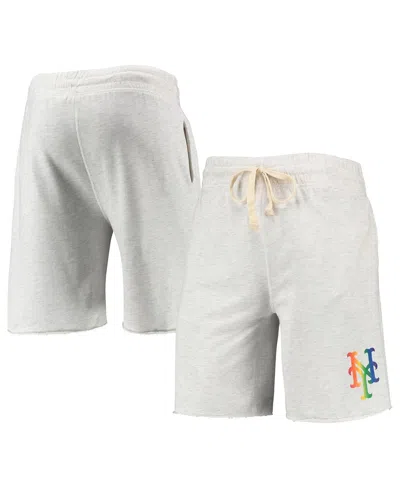 Concepts Sport Men's  Oatmeal New York Mets Mainstream Logo Terry Tri-blend Shorts In Gray