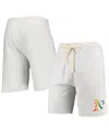 Concepts Sport Men's  Oatmeal Oakland Athletics Mainstream Logo Terry Tri-blend Shorts In White