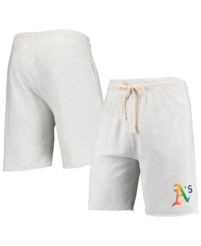Concepts Sport Men's  Oatmeal Cleveland Guardians Mainstream Logo Terry Tri-blend Shorts