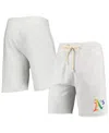 Concepts Sport Men's  Oatmeal Oakland Athletics Mainstream Logo Terry Tri-blend Shorts In White