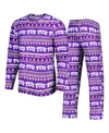 Concepts Sport Men's  Purple Tcu Horned Frogs Swivel Long Sleeve T-shirt And Pants Sleep Set In Purple