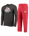 Concepts Sport Men's  Red, Heathered Charcoal Fresno State Bulldogs Meter Long Sleeve T-shirt And Pan In Red,heathered Charcoal