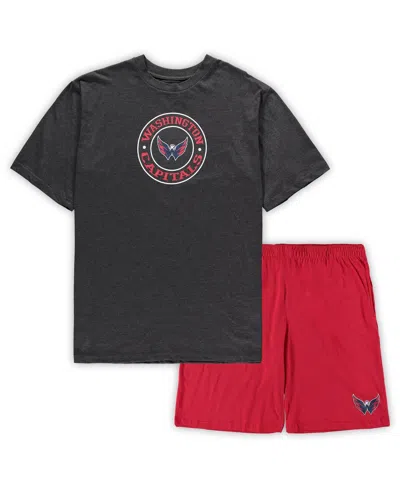 Concepts Sport Men's  Red, Heathered Charcoal Washington Capitals Big And Tall T-shirt And Shorts Sle In Multi