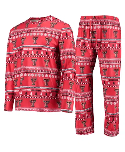 Concepts Sport Men's  Red Texas Tech Red Raiders Ugly Sweater Long Sleeve T-shirt And Pants Sleep Set