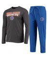 Concepts Sport Men's  Royal And Heathered Charcoal Boise State Broncos Meter Long Sleeve T-shirt And In Royal,heathered Charcoal