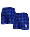 Concepts Sport Men's  Royal, Black Los Angeles Dodgers Ledger Flannel Boxers In Royal,black