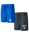Concepts Sport Men's  Royal, Charcoal Los Angeles Dodgers Two-pack Meter Sleep Shorts In Royal,charcoal