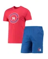 Concepts Sport Men's  Royal, Red Philadelphia 76ers T-shirt And Shorts Sleep Set In Royal,red