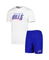 Concepts Sport Men's  Royal, White Buffalo Bills Downfield T-shirt And Shorts Sleep Set In Royal,white