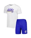 Concepts Sport Men's  Royal, White Los Angeles Rams Downfield T-shirt And Shorts Sleep Set In Royal,white