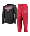 Concepts Sport Men's  Scarlet, Heathered Charcoal Distressed Rutgers Scarlet Knights Meter Long Sleev In Scarlet,heather Charcoal