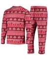 Concepts Sport Men's  Scarlet Ohio State Buckeyes Ugly Sweater Knit Long Sleeve Top And Pant Set In Scarlet
