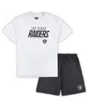 Concepts Sport Men's  White, Charcoal Las Vegas Raiders Big And Tall T-shirt And Shorts Set In White,charcoal