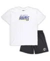 Concepts Sport Men's  White, Charcoal Los Angeles Rams Big And Tall T-shirt And Shorts Set In White,charcoal