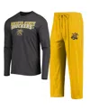 Concepts Sport Men's  Yellow, Heathered Charcoal Wichita State Shockers Meter Long Sleeve T-shirt And In Yellow,heathered Charcoal