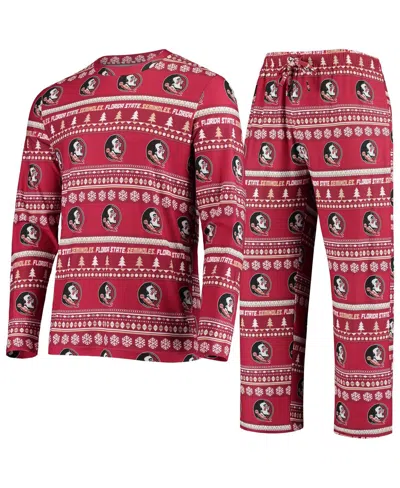 CONCEPTS SPORT MEN'S GARNET FLORIDA STATE SEMINOLES UGLY SWEATER KNIT LONG SLEEVE TOP AND PANT SET