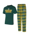 Concepts Sport Men's Green/gold Green Bay Packers Vector T-shirt Flannel Pants Sleep Set In Green,gold