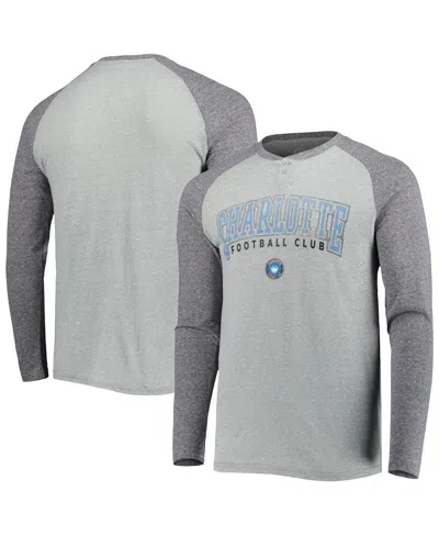 Concepts Sport Men's Heather Gray/heather Charcoal Charlotte Fc Ledger Raglan Long Sleeve T-shirt In Multi