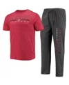 Concepts Sport Men's Heathered Charcoal/crimson Harvard Crimson Meter Top And Pants Sleep Set In Multi