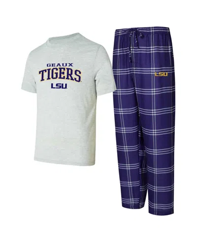Concepts Sport Men's Lsu Tigers T-shirt Pants Sleep Set In Purple,gray