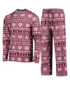 Concepts Sport Men's Maroon Texas A&m Aggies Ugly Sweater Long Sleeve T-shirt And Pants Sleep Set In Maroon