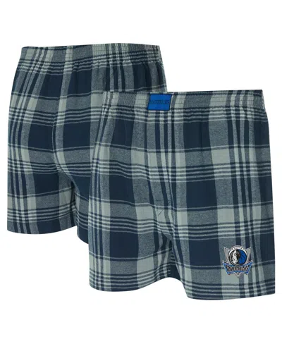 Concepts Sport Men's Navy Dallas Mavericks Region Flannel Boxer Shorts In Blue