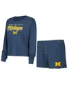 Concepts Sport Men's Navy Michigan Wolverines Team Color Long Sleeve T-shirt Shorts Set In Navy