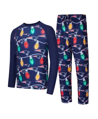 Concepts Sport Men's Navy New England Patriots Garland Knit Raglan Long Sleeve T-shirt And Pants Set