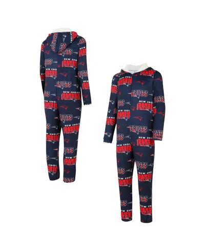 Concepts Sport Men's Navy New England Patriots Roadway All Over Microfleece Full-zip Union Suit