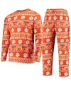 Concepts Sport Orange Clemson Tigers Ugly Sweater Knit Long Sleeve Top And Pant Set In Orange