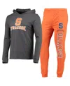 Concepts Sport Men's Orange/heather Charcoal Syracuse Orange Meter Long Sleeve Hoodie T-shirt Jogger Pajama Set In Orange,heather Charcoal