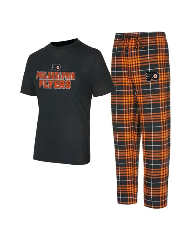 Concepts Sport Men's Philadelphia Flyers Vector T-shirt Pants Sleep Set In Black,orange