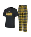 Concepts Sport Men's Pittsburgh Penguins Vector T-shirt Pants Sleep Set In Black,gold