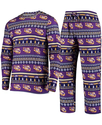 CONCEPTS SPORT MEN'S PURPLE LSU TIGERS UGLY SWEATER KNIT LONG SLEEVE TOP AND PANT SET