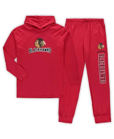 CONCEPTS SPORT MEN'S RED CHICAGO BLACKHAWKS BIG AND TALL PULLOVER HOODIE AND JOGGERS SLEEP SET