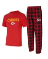 Concepts Sport Men's Red/black Kansas City Chiefs Avondale T-shirt Flannel Pants Set In Multi