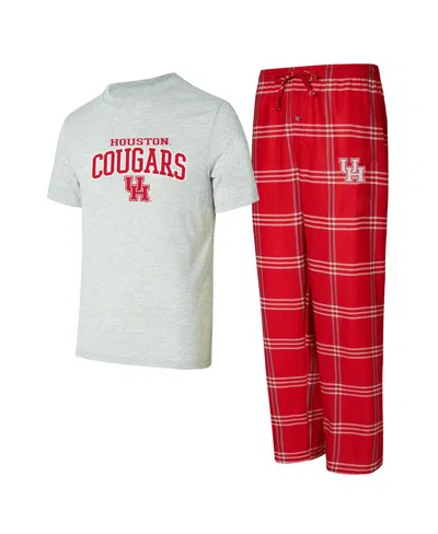 Concepts Sport Men's Red/gray Houston Cougars T-shirt And Pants In Red,gray