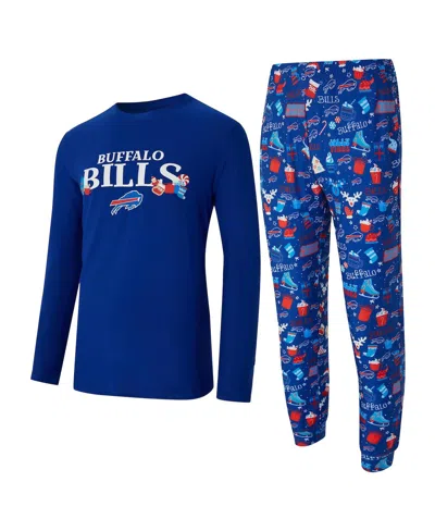 Concepts Sport Men's Royal Buffalo Bills Chestnut Long Sleeve Top And Pants Set In Blue