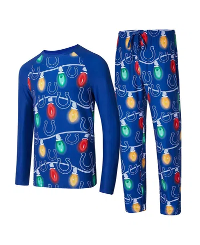 Concepts Sport Men's Royal Indianapolis Colts Garland Knit Raglan Long Sleeve Top And Pants Set In Blue