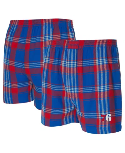 Concepts Sport Men's Royal Philadelphia 76ers Region Flannel Boxer Short In Blue