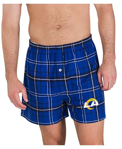 Concepts Sport Men's Royal/black Los Angeles Rams Ultimate Flannel Boxers In Blue