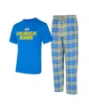 Concepts Sport Men's Royal/gold Los Angeles Rams Vector T-shirt Flannel Pants Sleep Set In Royal,gold