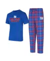 Concepts Sport Men's Royal/red New York Giants Vector T-shirt Flannel Pants Sleep Set In Royal,red