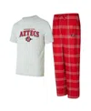 Concepts Sport Men's San Diego State Aztecs T-shirt Pants Sleep Set In Red,gray