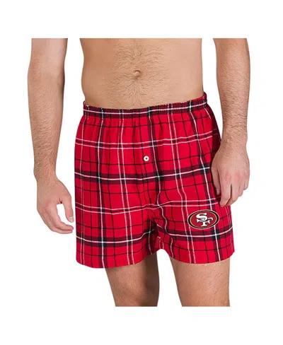 Concepts Sport Men's Scarlet/black San Francisco 49ers Ultimate Flannel Boxers In Red