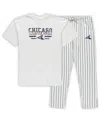 Concepts Sport Men's White, Navy Chicago White Sox Big And Tall Pinstripe Sleep Set In White,navy