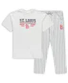 Concepts Sport Men's White, Navy St. Louis Cardinals Big And Tall Pinstripe Sleep Set In White,navy